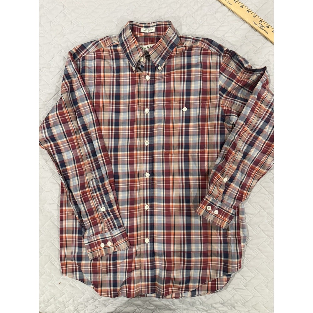 Orvis Button Up Top Plaid Long Sleeve Casual Outdoor Shirt Mens Size Medium